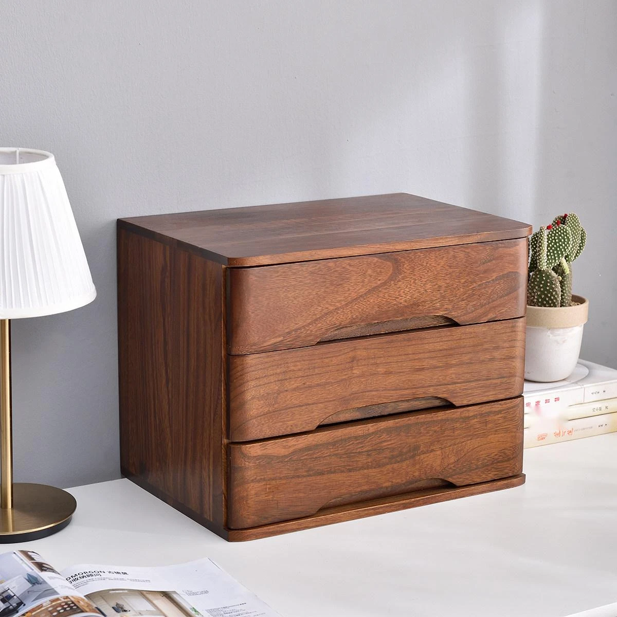 Solid Wood Tree-shaped Jewelry & Key Holder with Tray