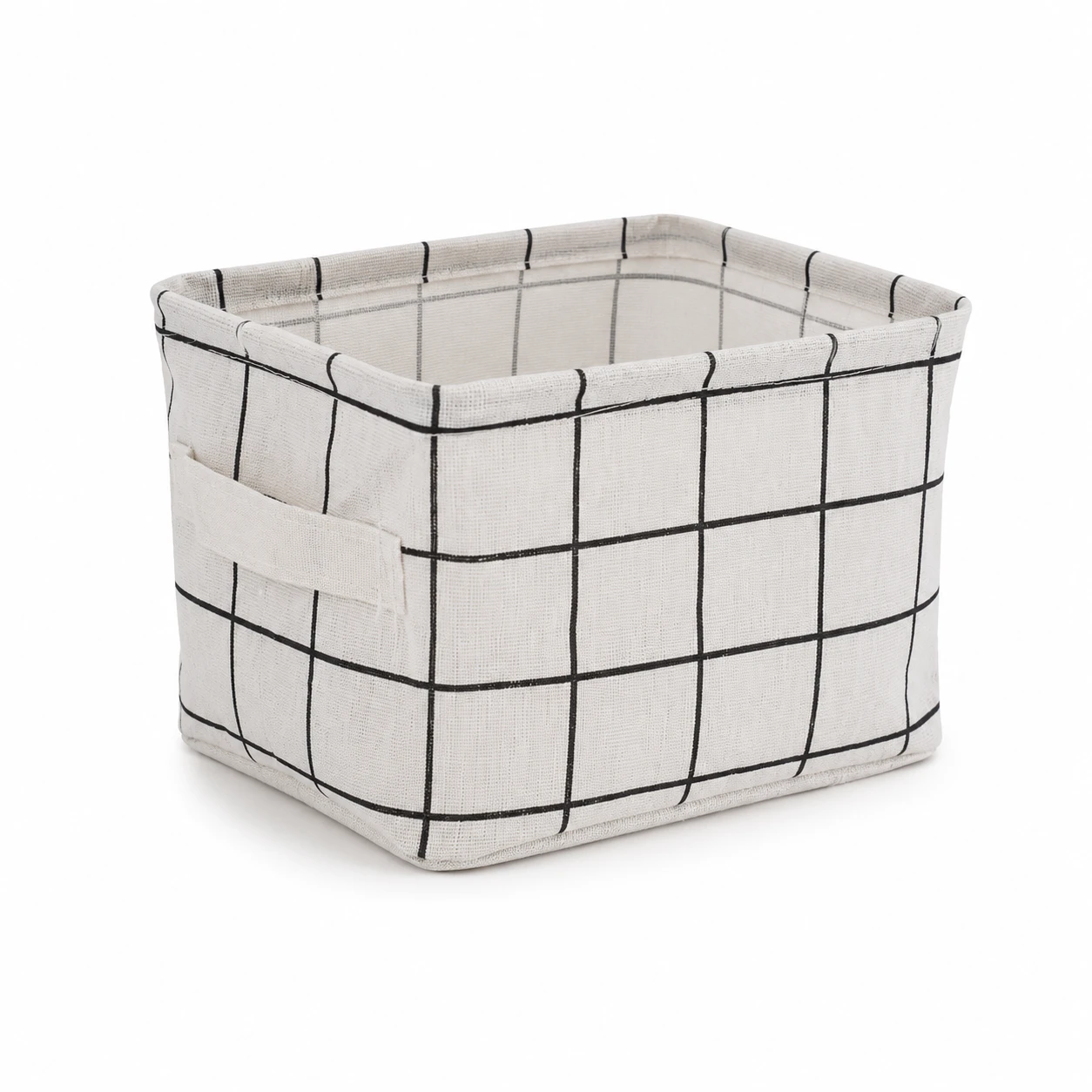 Black Grid Linen Storage Basket