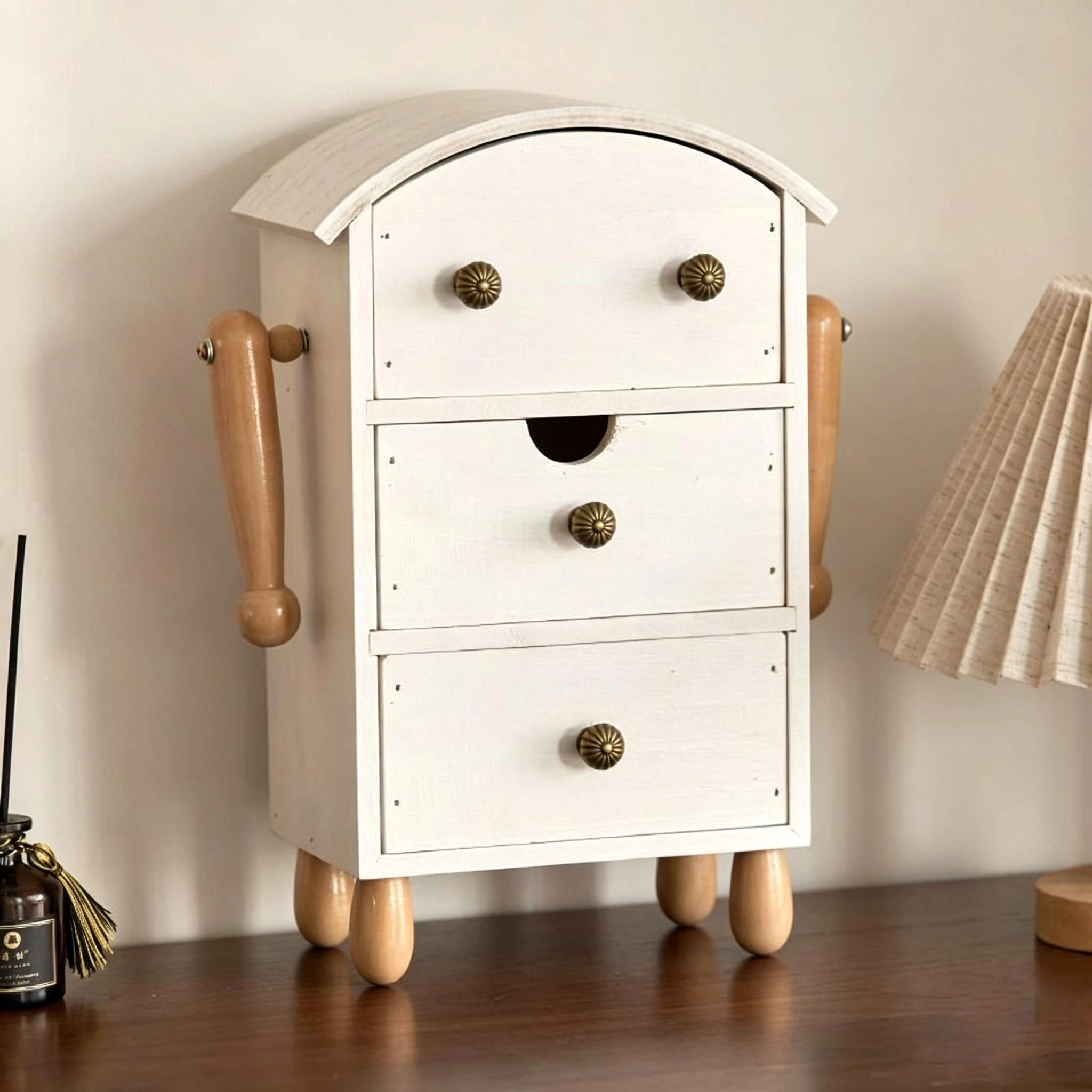 Vintage 3-Drawer Solid Wood Storage Cabinet