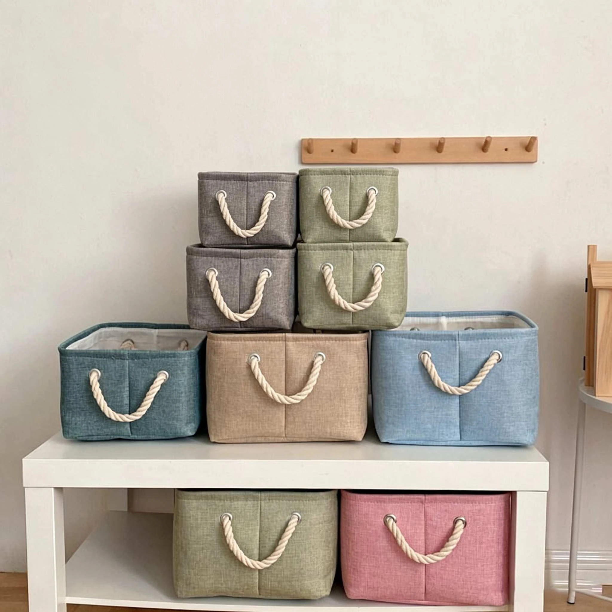Linen Storage Basket with Cotton Rope Handles