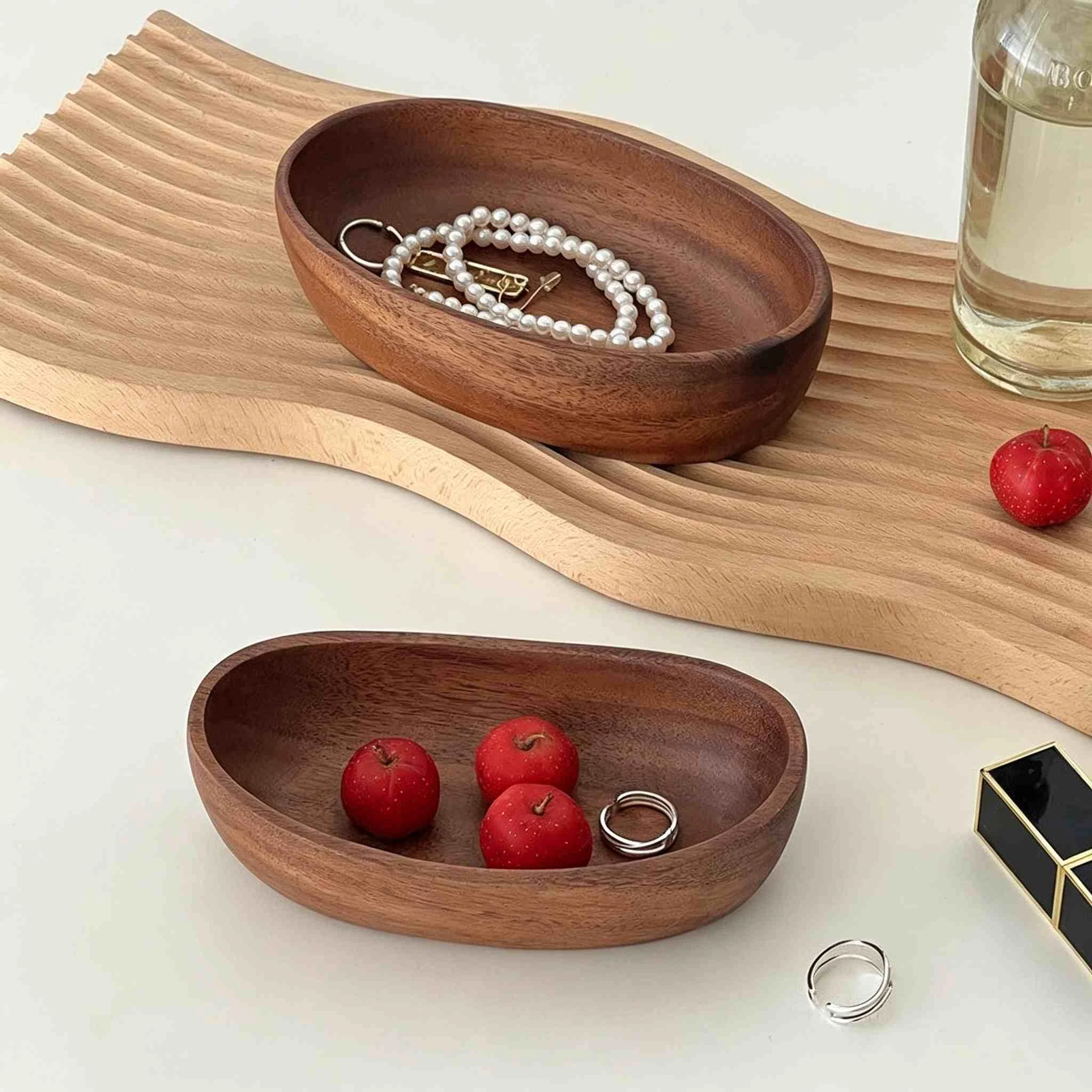 Solid Wood Oval Storage Tray
