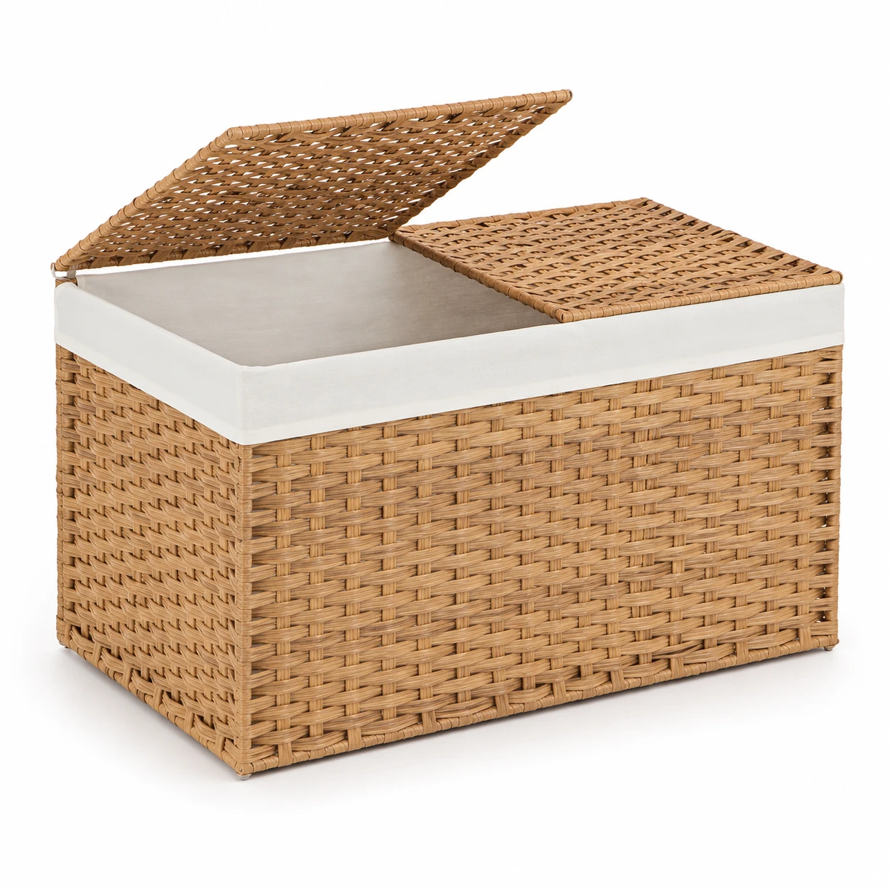 Rattan-Style Lidded Storage Bin with Liner