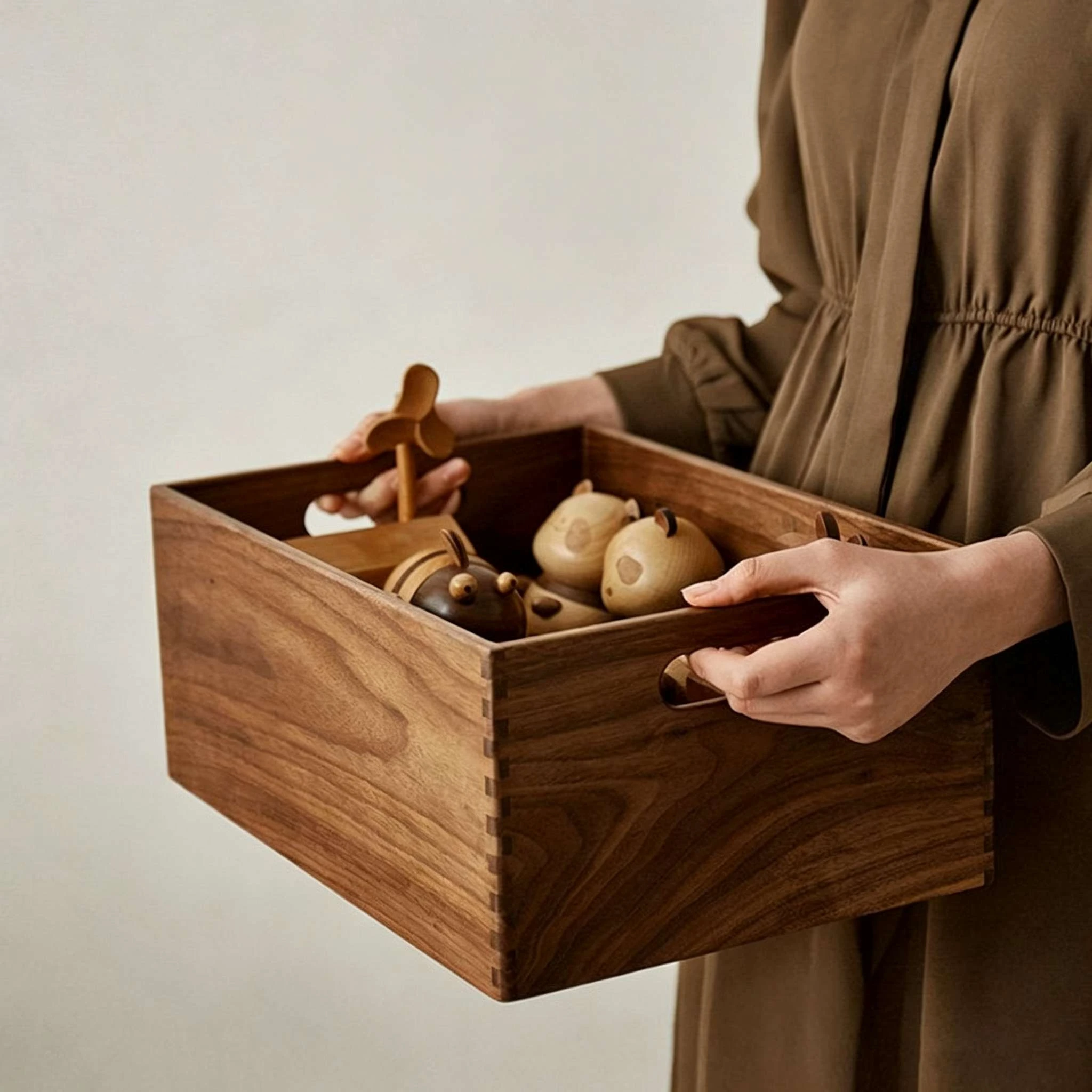 Dovetail Joint Solid Wood Storage Crate