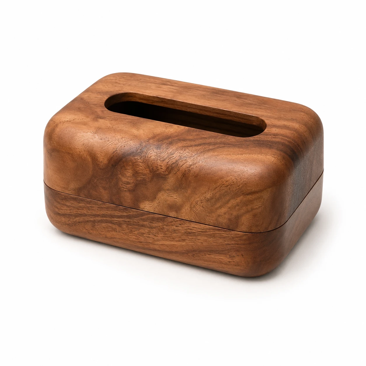 Rounded Corner Solid Wood Tissue Box
