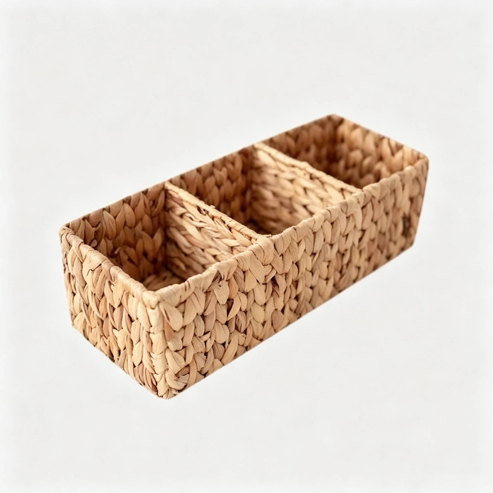 3-Compartment Water Hyacinth Woven Storage Basket