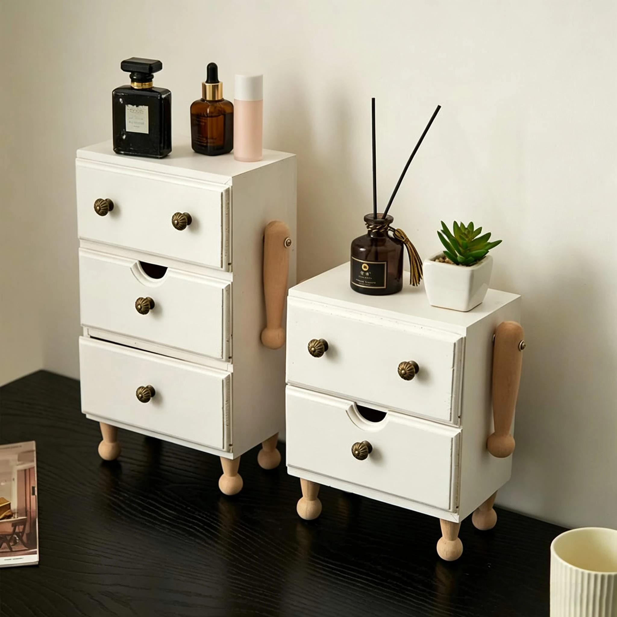 Vintage 3-Drawer Solid Wood Storage Cabinet