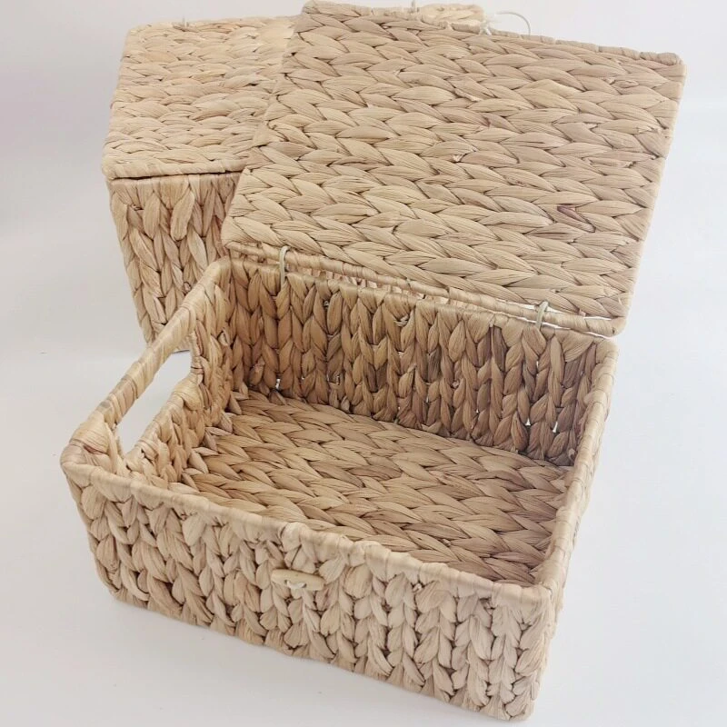 Water Hyacinth Woven Lidded Storage Box