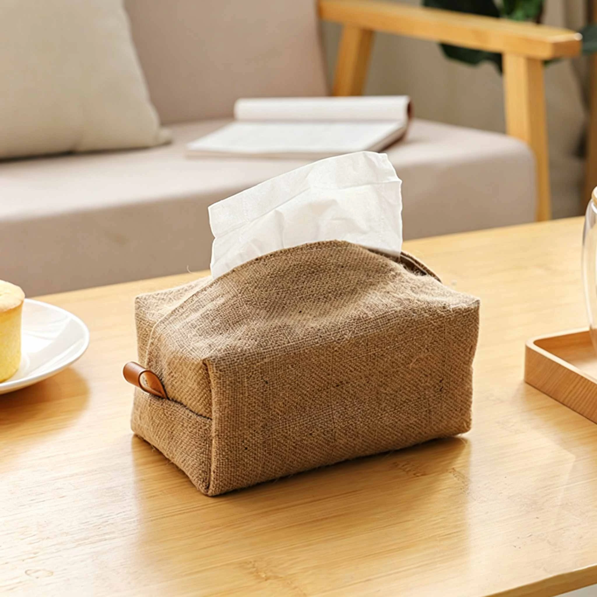 Linen Fabric Tissue Box Cover