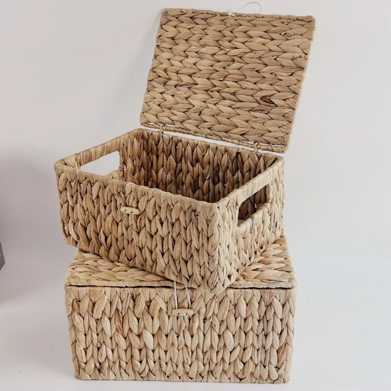 Water Hyacinth Woven Lidded Storage Box