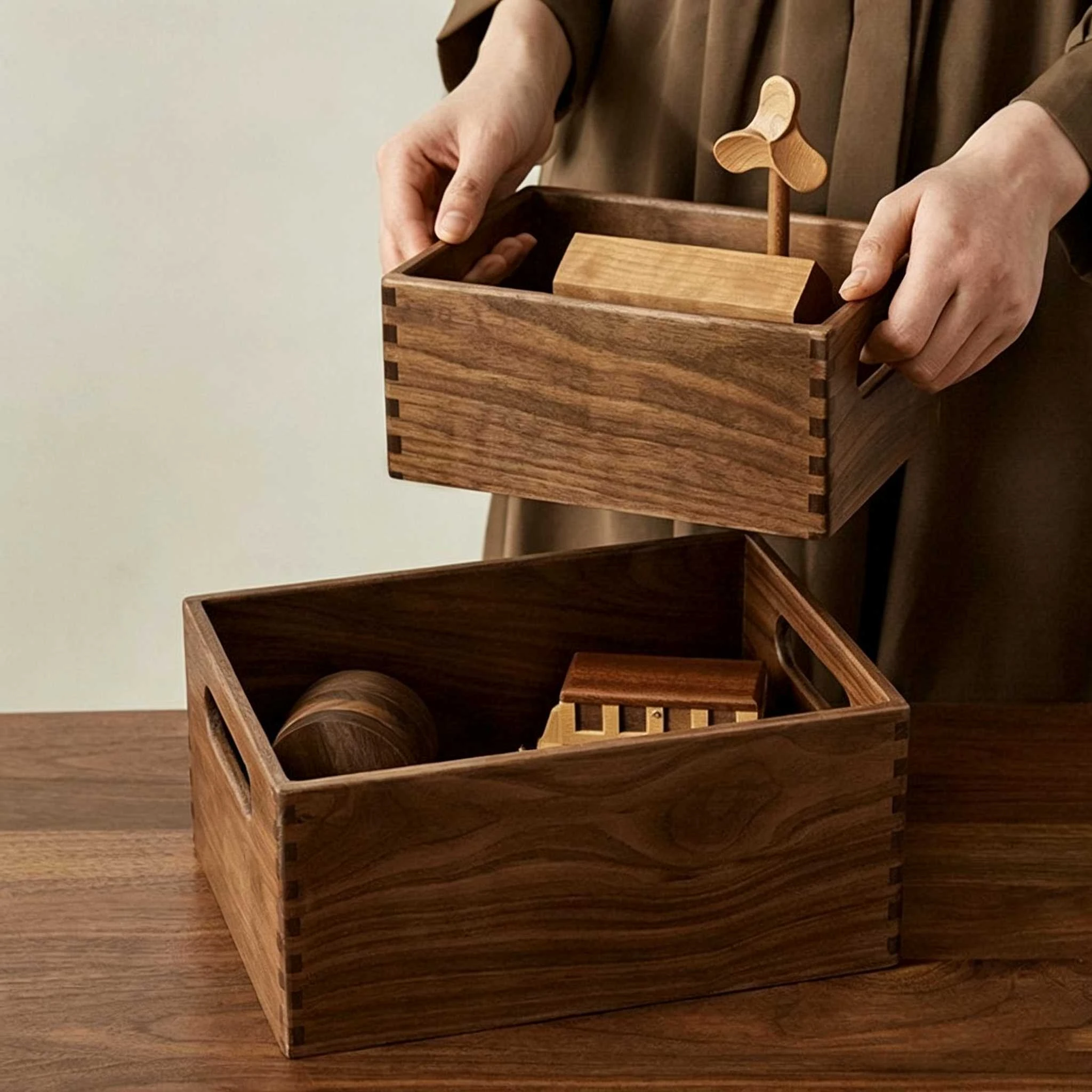 Dovetail Joint Solid Wood Storage Crate
