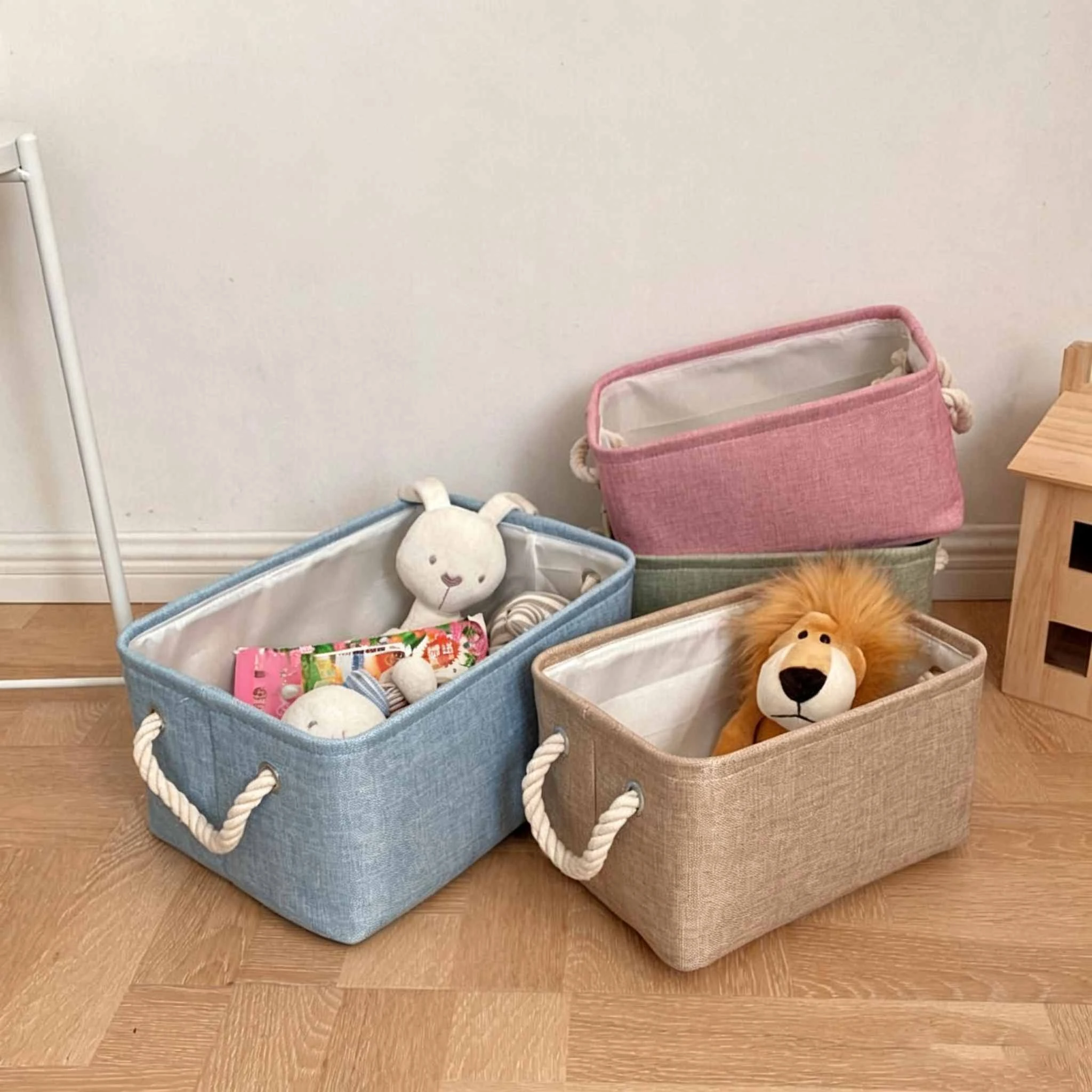 Linen Storage Basket with Cotton Rope Handles