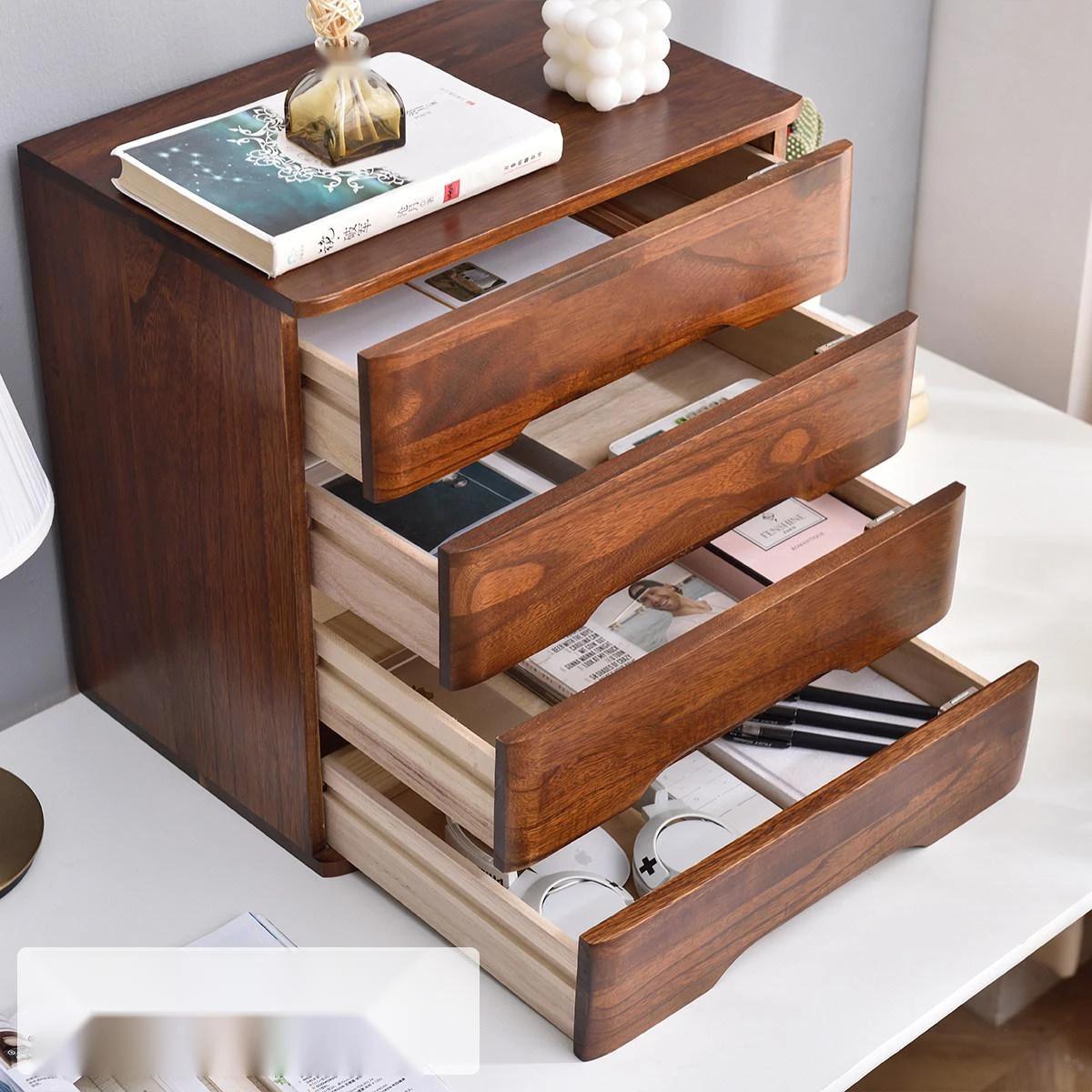 Solid Wood Tree-shaped Jewelry & Key Holder with Tray