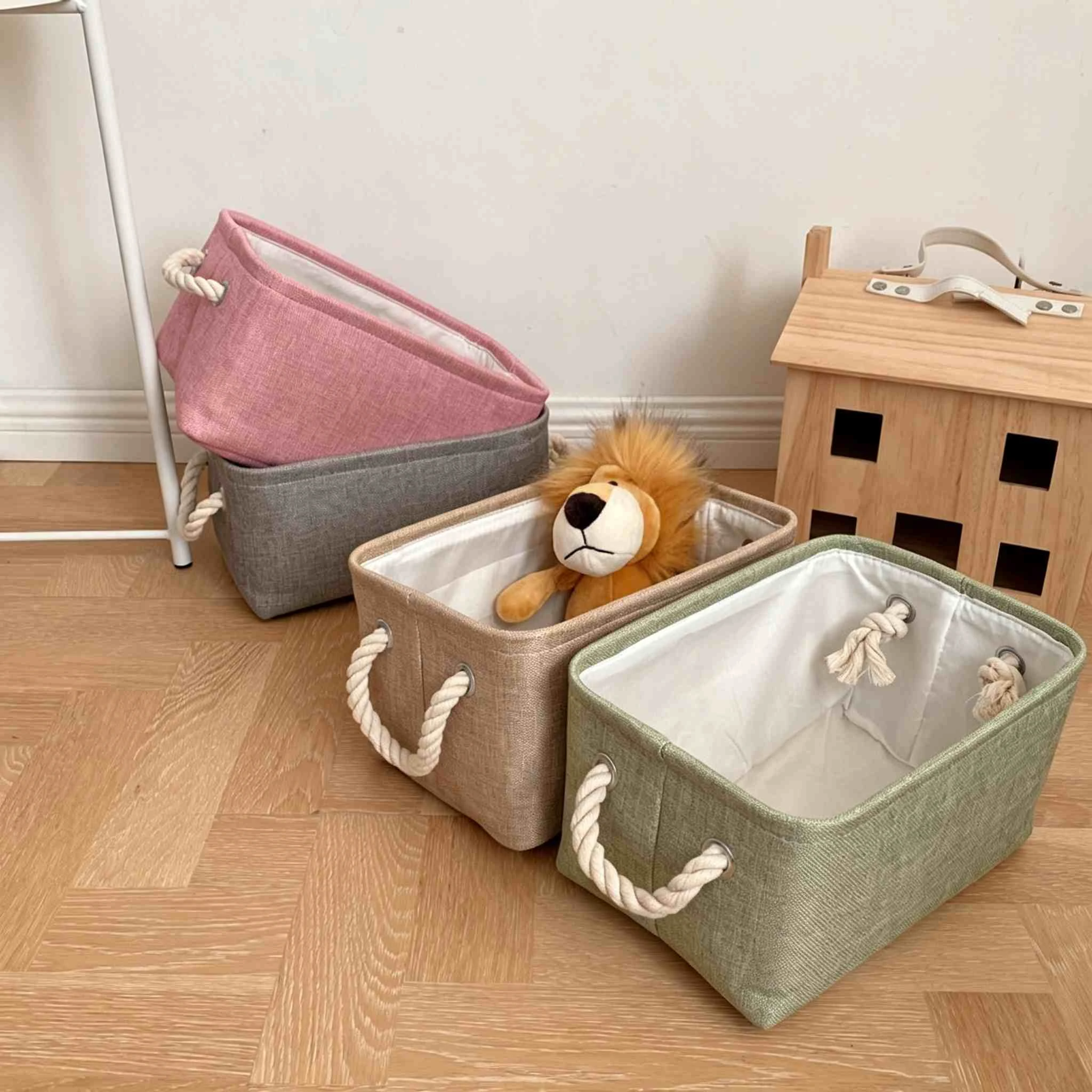 Linen Storage Basket with Cotton Rope Handles