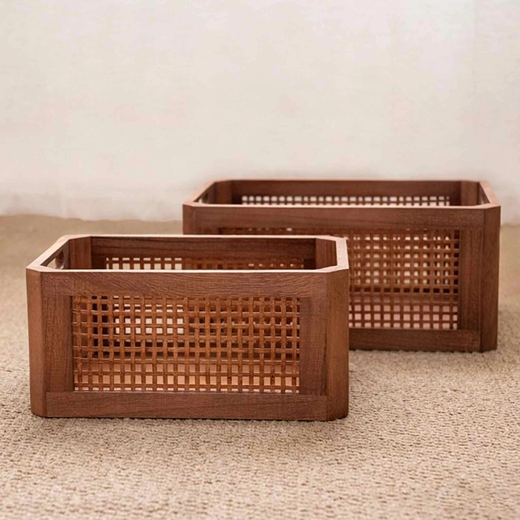 Solid Wood Lattice Storage Crate
