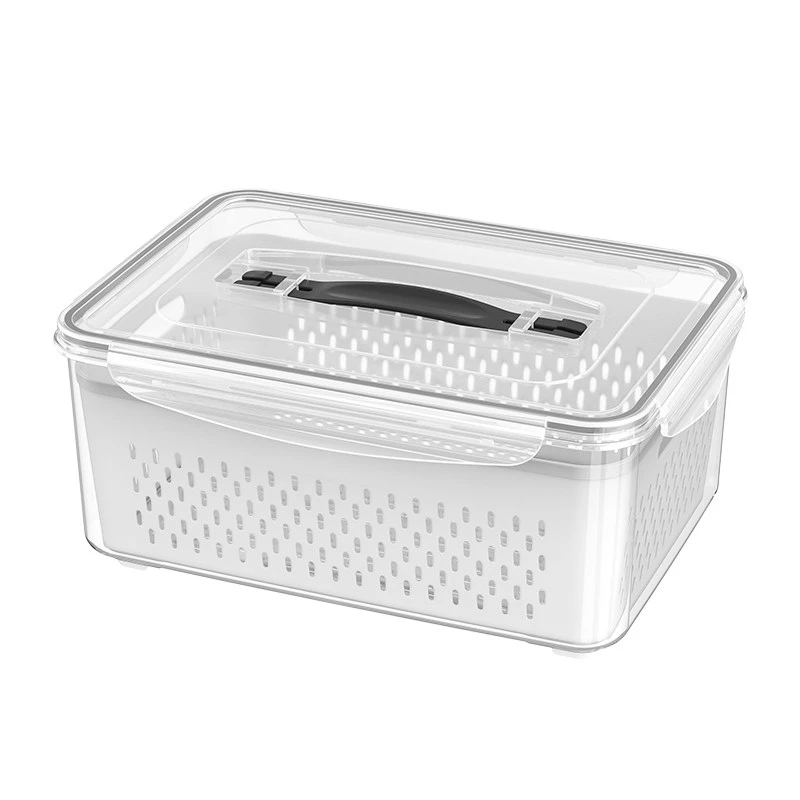 Plastic Storage Box with Drain Basket & Handle
