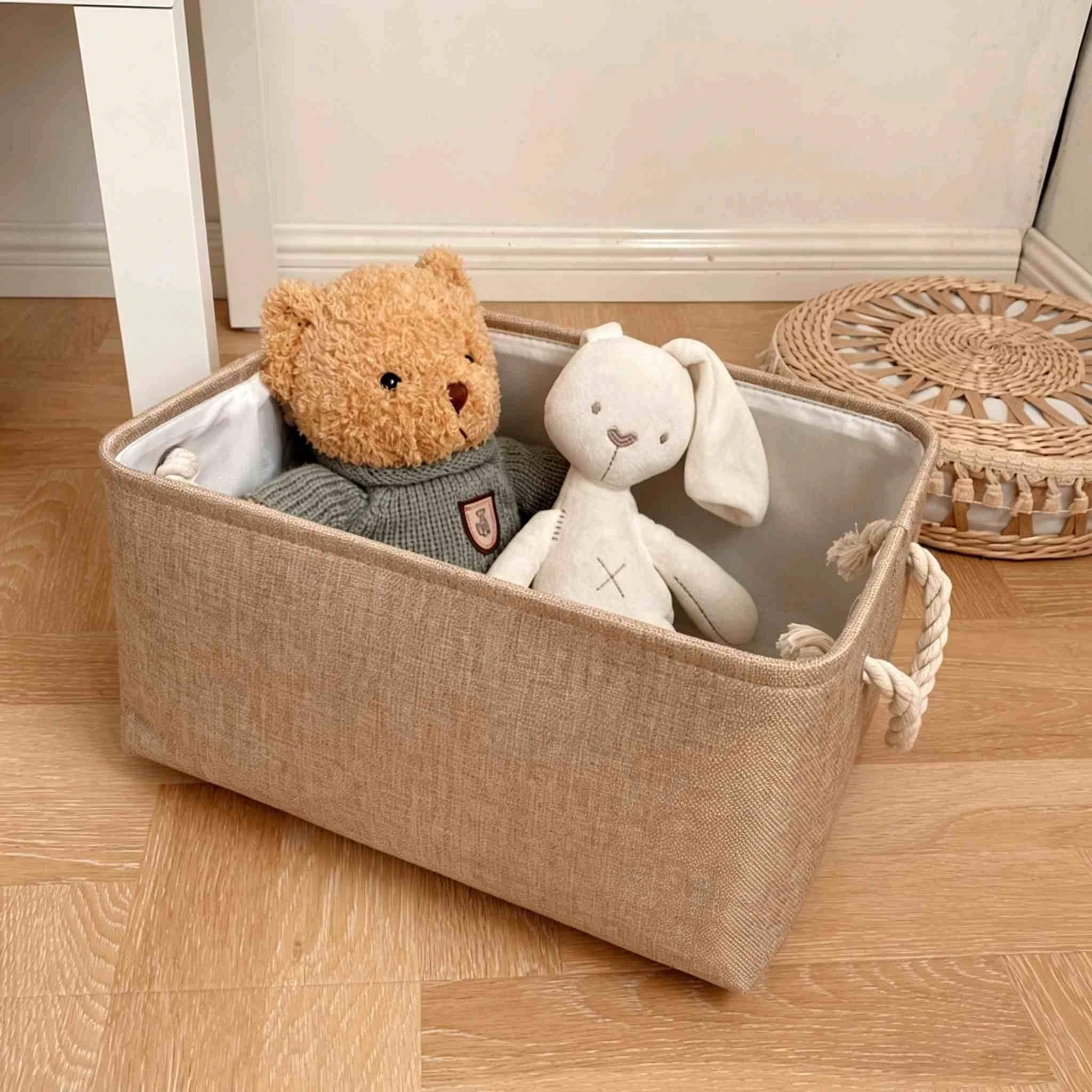 Linen Storage Basket with Cotton Rope Handles