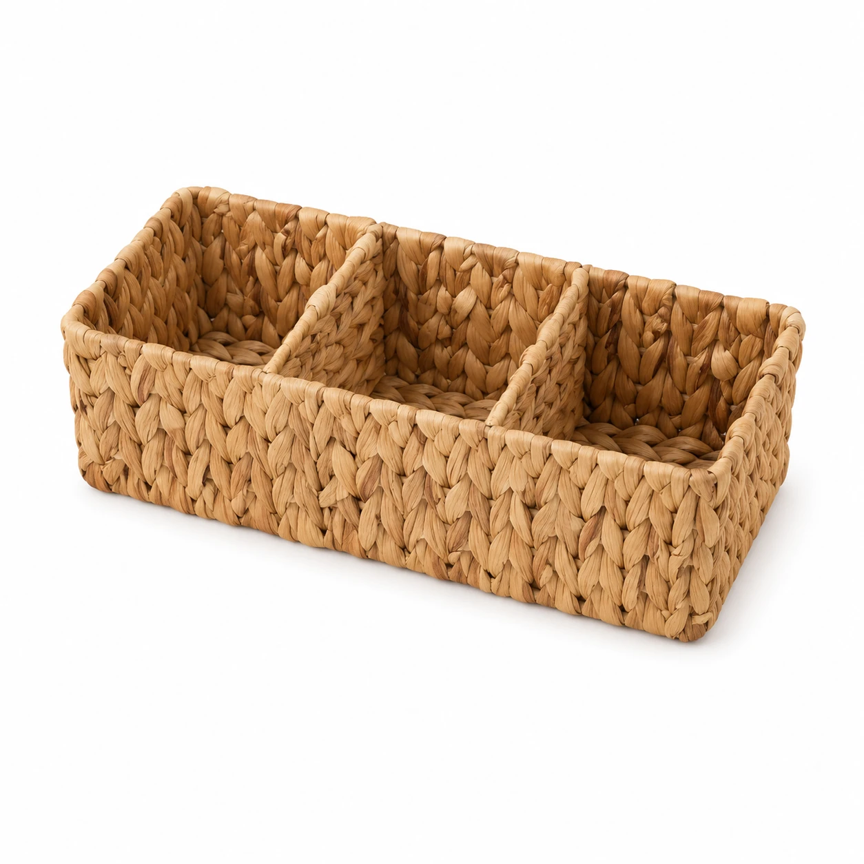 3-Compartment Water Hyacinth Woven Storage Basket
