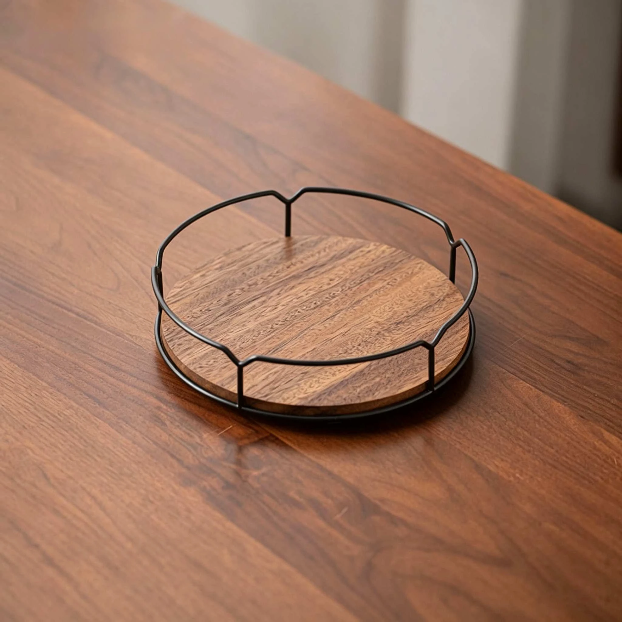 Solid wood base board + Black painted metal frame