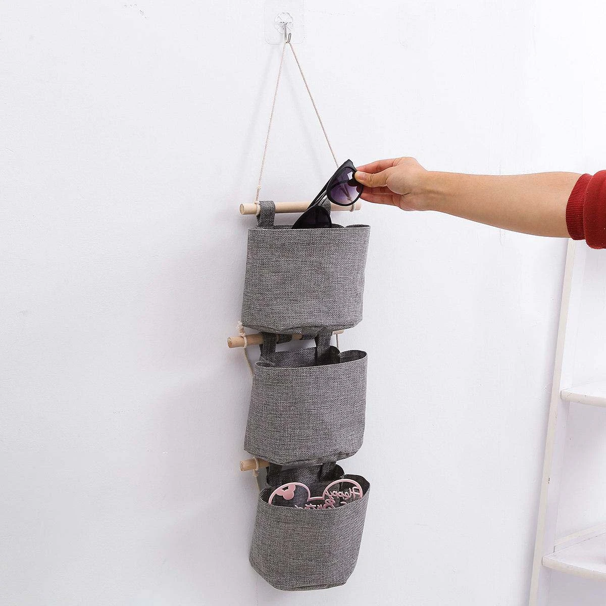 Multi-layer Linen Cotton Hanging Storage Bag
